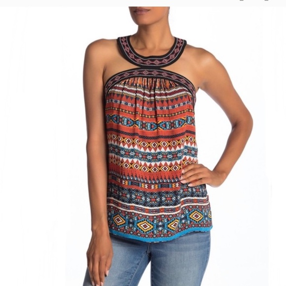 Laundry By Shelli Segal Tops - Laundry By Shelli Segal Embroidery Trim Halter Top